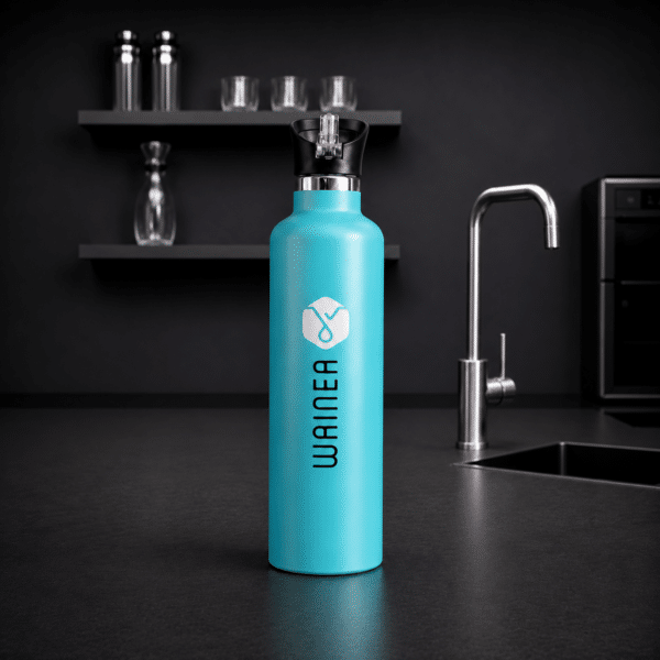 WAINEA Thermosflasche Blau 1 Liter aus doppelwandigem Edelstahl